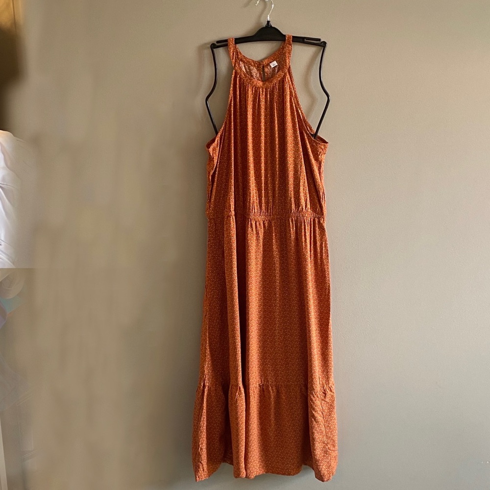 NWT Old Navy Halter Neck Long Orange Dress Size XL